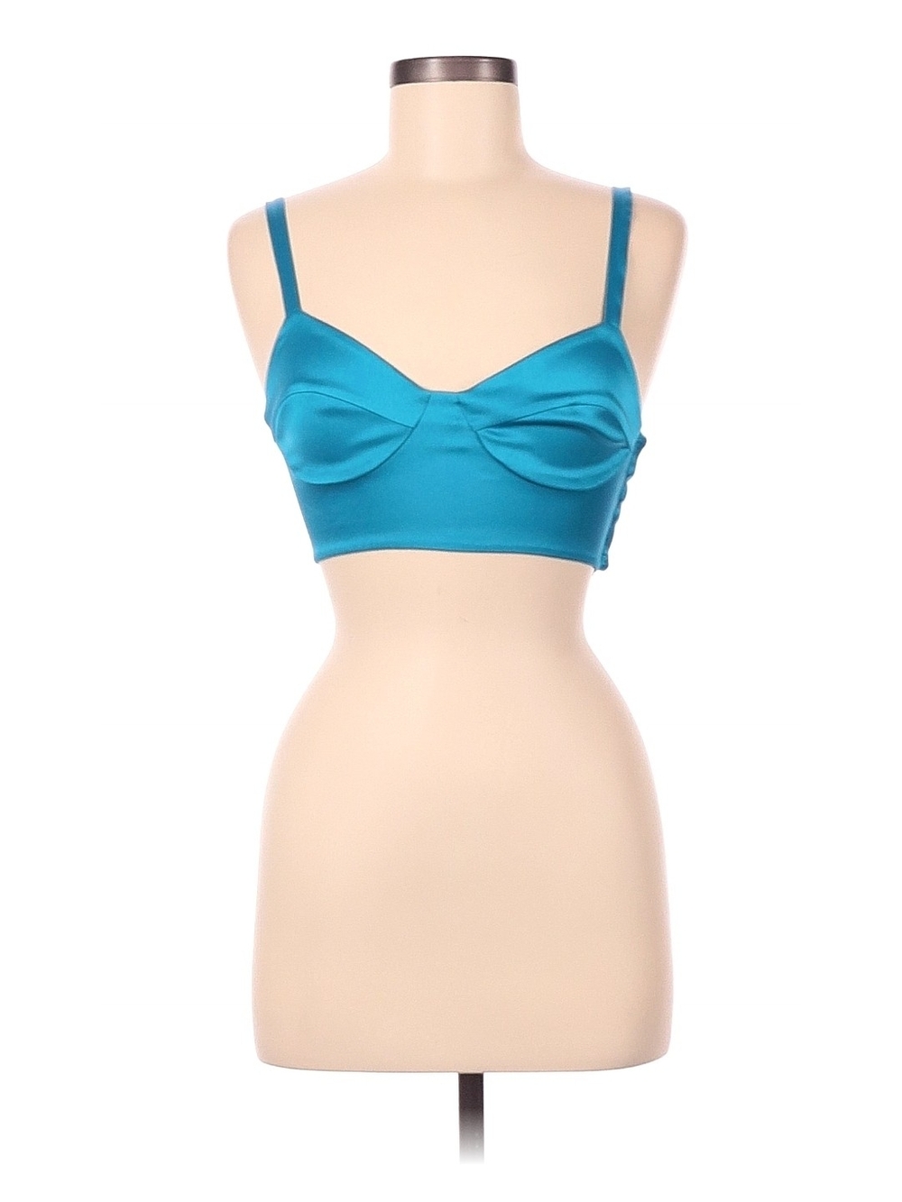 Blue Satin Bralette Crop Top